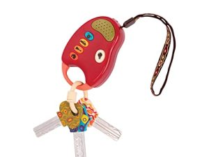 B. toys – FunKeys Toy – Funky Toy Keys for Toddlers and Babies – Toy Car Keys and Red remote with Light and Sounds – Non-Toxic