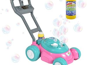 Sunny Days Entertainment Bubble-N-Go Toy Lawn Mower with Refill Solution | Pink Bubble Blowing Toy - Maxx Bubbles