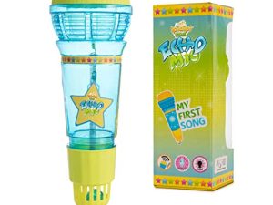 Echo Mic for Kids and Toddlers - Magic Microphone with Multicolored Flashing Light and Fun Rattle - Blue and Yellow Speech Therapy Feedback Toy - Retro Gift For Boys and Girls Who Love Singing