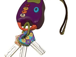 B. toys – FunKeys Toy – Funky Toy Keys for Toddlers and Babies – Toy Car Keys and Purple Remote with Light and Sounds – Non-Toxic