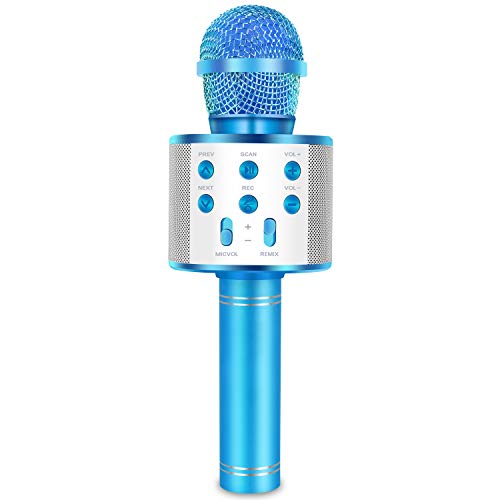 IJO Handheld Bluetooth Karaoke Microphone-Kids Birthday Wireless Mic Singing Toys-Gifts for Age 3 4 5 6 7 8 9 10 Years Old Girls and Boys(Blue) IJO Handheld Bluetooth Karaoke Microphone-Kids Birthday Wireless Mic Singing Toys-Gifts for Age 3 4 5 6 7 8 9 10 Years Old Girls and Boys(Blue)