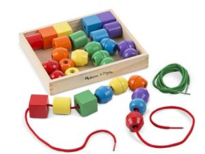 Melissa & Doug Primary Lacing Beads - Educational Toy With 30 Wooden Beads and 2 Laces - Beads For Toddlers