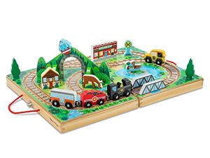 Melissa & Doug 17-Piece Wooden Take-Along Tabletop Railroad