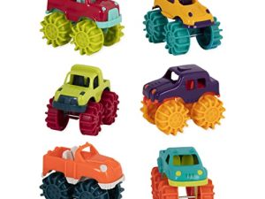 Battat Mini Monster Trucks – Set of 6 Mini Trucks for Toddlers in Storage Bag for 2 years +