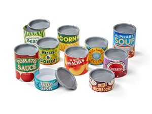 Melissa & Doug Let's Play House! Grocery Cans Play Food Kitchen Accessory - 10 Stackable Cans With Removable Lids