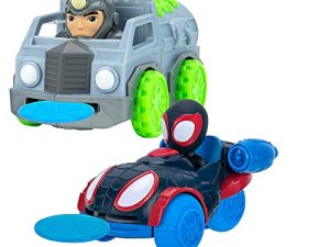 Spidey and his Amazing Friends Disc Dasher Little Vehicle 2-Pack - 5” Disc Dashers Featuring Miles Morales Vs Rhino - Amazon Exclusive