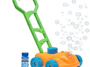 Little Kids FUBBLES NO Spill Bubble Lawn Mower | Includes 4oz Non Tox Refill Solution | Automatic Bubble Blower Machine | Toddler Outdoor Bubble Toy