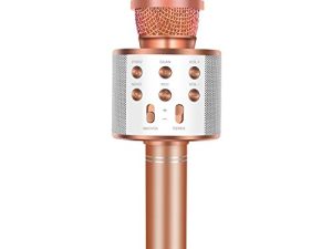 IJO Handheld Bluetooth Karaoke Microphone-Birthday Fun Singing Toys for Kids Age 3 4 5 6 7 8 9 10 Years Old Girls and Boys(Rose Gold)