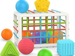 Giociiol Baby Shape Sorter Toy with 12 Pcs Sensory Blocks&Stacking Toys