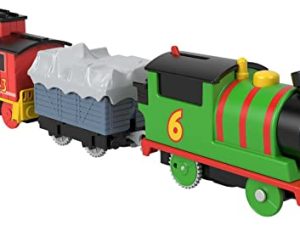 Thomas & Friends Percy & Brake Car Bruno Motorized Battery-Powered Toy Train Set for Preschool Kids Ages 3 Years and up