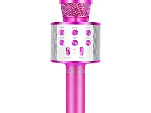 IJO Kids Karaoke Microphone-Handheld Bluetooth Wireless Mic Singing Toys-Gifts for Age 3 4 5 6 7 8 9 10 Years Old Girls and Boys(Rose Red)