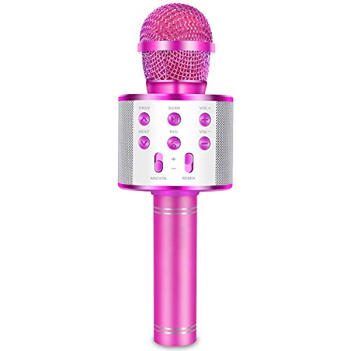 IJO Kids Karaoke Microphone-Handheld Bluetooth Wireless Mic Singing Toys-Gifts for Age 3 4 5 6 7 8 9 10 Years Old Girls and Boys(Rose Red) IJO Kids Karaoke Microphone-Handheld Bluetooth Wireless Mic Singing Toys-Gifts for Age 3 4 5 6 7 8 9 10 Years Old Girls and Boys(Rose Red)