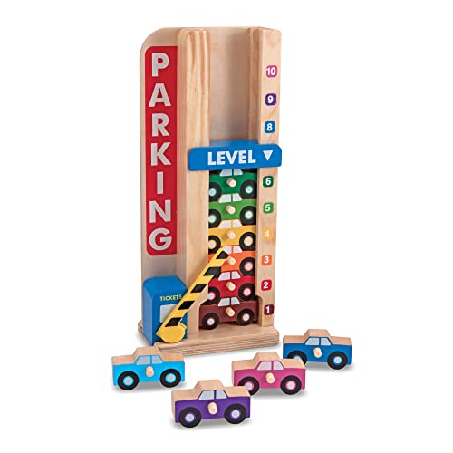 Melissa & Doug Stack & Count Wooden Parking Garage With 10 Cars Melissa & Doug Stack & Count Wooden Parking Garage With 10 Cars