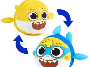 WowWee Baby Shark's Big Show! Reversible Plush Baby Shark Turns Into Super Shark – Flip Plushie Toys for Toddlers