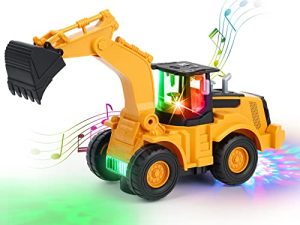 Kizeefun Construction Excavator Toy Kids Toy Digger Truck with Electric Universal Wheel Educational Toys Gifts with Lights and Sounds for 2 3 4 5 Years Old