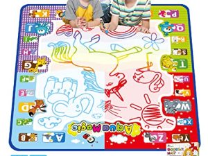 Jasonwell Aqua Water Doodle Mat 31 X 31 Inches Extra Large Magic Drawing Doodling Mat Coloring Mat Educational Toys Gifts for Kids Toddlers Boys Girls Age 2 3 4 5 6 7 8 Year Old (Alphabet)