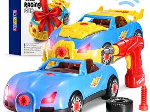 Take Apart Racing Car Toys - Build Your Own Toy Car with 30 Piece Constructions Set - Toy Car Comes with Engine Sounds & Lights & Drill with Toy Tools for Kids - Newest Version - Original - by Play22