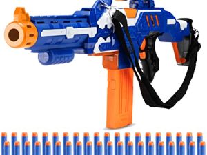 Electric Toy Foam Blasters for Kids - Automatic Soft Dart Launcher with Scope and Shoulder Strap - Battery-Powered Plastic Combat Toy for Boys and Girls - Includes 40 Soft Darts