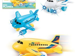 KIDSTHRILL Kids Airplane Toy for Boys & Girls. Set of Three Toy Airplanes with Flashing Lights