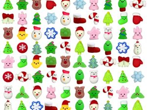 Anditoy 100 PCS Christmas Mochi Squishy Toys Squishies Christmas Toys for Kids Girls Boys Toddlers Christmas Party Favors Stocking Stuffers Gifts