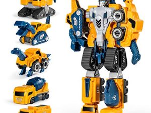 MIEBELY Toddler Robot Construction Vehicles Set – 5Pcs Transforming Robots for Kids - Magnetic Toys with Durable Connectors – Easy DIY Assembly Function – 5-in-1 Educational STEM Toys