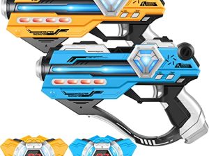 IJO Laser Tag Set of 2-Infrared Multi Function Laser Gun-2 Guns and 2 Vests-Indoor&Outdoor Play Toy-Laser Tag Gifts for Boys Girls Teens and Team-Ages for 8 9 10 11 12+