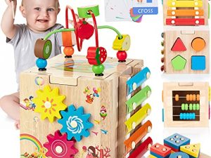 Bravmate Wooden Activity Cube | 8-in-1 Montessori Toys for 12M+ Toddlers