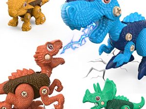 Kids Dinosaur Toys Boys Gifts: Take Apart Toy for Boy 4 5 6 7 8 Year Old Educational Building Construction with Electric Drill Birthday for Toddlers