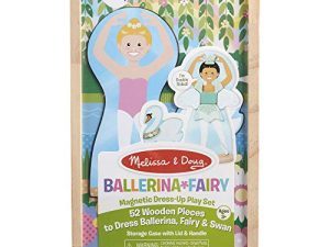 Melissa & Doug Ballerina and Fairy Magnetic Dress-Up Double-Sided Wooden Doll and Swan Pretend Play Set (52 pcs)