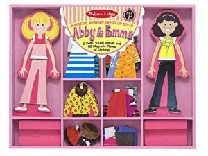 Melissa & Doug Abby and Emma Deluxe Magnetic Wooden Dress-Up Dolls Play Set (55+ pcs)
