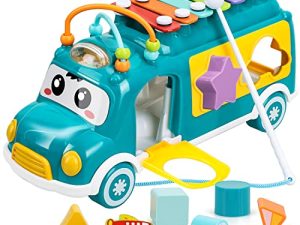 TOY Life Baby Toys 12-18 Months Baby Xylophone Toys Kids Xylophone Baby Toys 6 to 12 18 Months Toys Musical Instruments with Shape Sorter & Building Blocks Shape Sorting Bus Baby Learning Bus