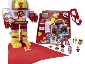 RYAN'S WORLD Mega Mecha Titan Robot; Chest transforms into Red Titan Robot; Contains 5 Micro Figures