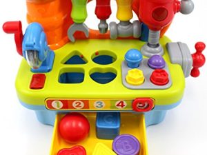 CifToys Musical Learning Workbench Toy for Kids Construction Work Bench Building Tools with Sound Effects & Lights Engineering Pretend Play