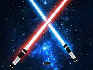 TOY Life Light Up Saber 2 Pack Telescopic Collapsable Laser Sword 2in1 LED + Sound FX(Motion Sensitive) Double Bladed Dual Light Up Sword for Kids Gifts for Christmas Dress Up Costume