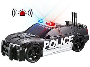 Police Car Toy Plastic Pursuit Rescue Vehicle with Sirnes Sound and Light for Kids Toddlers Boys 1:20