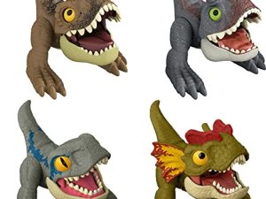 Jurassic World: Dominion Uncaged Wild Pop Ups 4 Pack Collectable Dinosaur Toys with 3 Positions