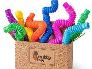 nutty toys 8 pk Pop Tubes Sensory Toys (Large) Fine Motor Skills & Learning Toddler Toy for Kids Top ADHD & Autism Fidget 2022 Best Preschool Gifts Idea