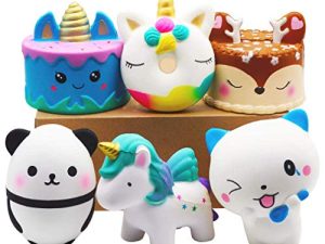 YOAUSHY 6 Pcs Squishies Toy Jumbo Slow Rising Unicorn Horse