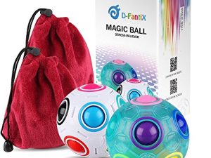 D-FantiX Rainbow Puzzle Ball Cube Magic Rainbow Ball Stress Fidget Ball Brain Teasers Games Fidget Toys Christmas Stocking Stuffers for Kids Set of 2