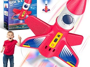 Delighkidz Electric Rocket Launcher Toys for Kids Model Rocket Kit Kids Outdoor Toys for 6 7 8 9 10 11 12 Years Old Boys Girls Christmas Birthday Gifts Ideas for Kid Ages 6+ Stocking Stuffers
