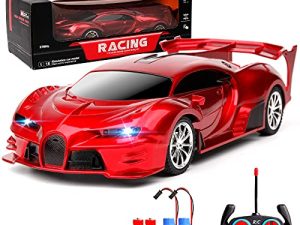 KULARIWORLD Remote Control Car 1/18 Rechargeable High Speed RC Cars Toys for Boys Girls Vehicle Racing Hobby with Headlight Xmas Birthday Gifts for Kids (Red)
