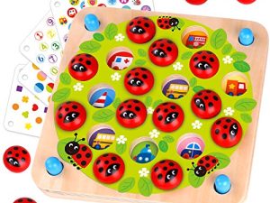 Nene Toys Ladybug’s Garden Memory Game – Wooden Memory Matching Game for Kids Age 3 4 5 Years Old – Family Board Games with 10 Fun Patterns – Educational Toy for Boys & Girls Cognitive Development