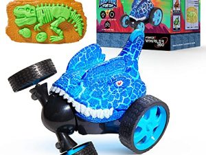 Force1 Dino Whirler Raptor 360 Stunt Car Mini RC Car for Kids - Fast Remote Control Mini Stunt Car 5 Wheels LEDs 360 Flips Standing Rotating Small RC Car 2.4 GHZ Remote Control Car Toy for Boys Girls