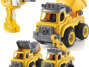 Remote Control Car STEM Toys for 3 4 5 6 7 Year Old Boys & Girls | RC Construction Toy Trucks ︱3 in 1 Take Apart Toys Truck with Electric Drill for Kids︱Birthday Building Kit