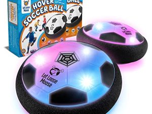 LLMoose Hover Soccer Ball - Set of 2 LED Hover Ball Toys w/ Foam Bumpers - Light Up Indoor Soccer Ball for Rainy Days or Outdoor Play - Soccer Stuff for Boys and Girls - Gifts for Toddlers and Kids