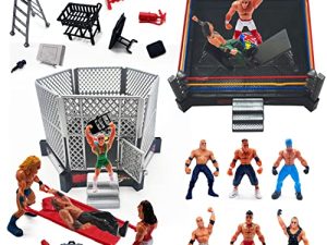 ToyVelt 32-Piece Wrestling Toys for Kids - Wrestler Warriors Toys with Ring & Realistic Accessories - Fun Miniature Fighting Action Figures Includes 2 Rings - Great Gift for Boys and Girls