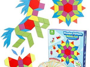 Coogam 160 PCS Wooden Shape Puzzle Pattern Blocks