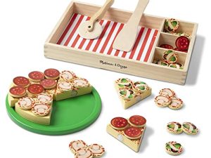 Melissa & Doug Wooden Pizza Play Food Set With 36 Toppings - Pretend Food