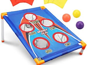 TOY Life Kids Cornhole Outdoor Games - Bean Bag Toss Game for Kids - Kids Outdoor Toys - Cornhole - Outdoor Games for Kids - 6 Bean Bag Toss and 3 Corn Hole Balls - Outside Toys for Kids 3 4 5 6 7
