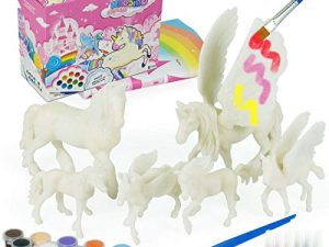 DIY Painting Unicorn Kit Arts and Crafts Set for Kids or Girls Decorate and Drawing 3D Toys for Children Gift(6 Unicorns)